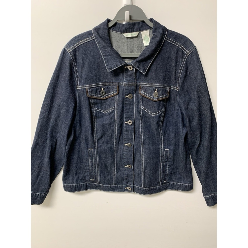 Laura Ashley Denim Jacket Women's Blue Size XL Button Up Cotton
